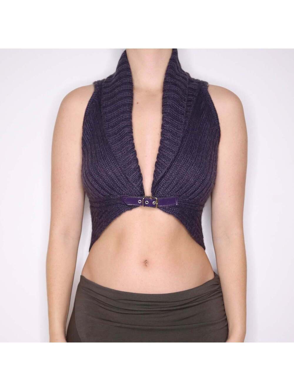 Y2K Italian Dark Purple Mohair Blend Vest (M/L)